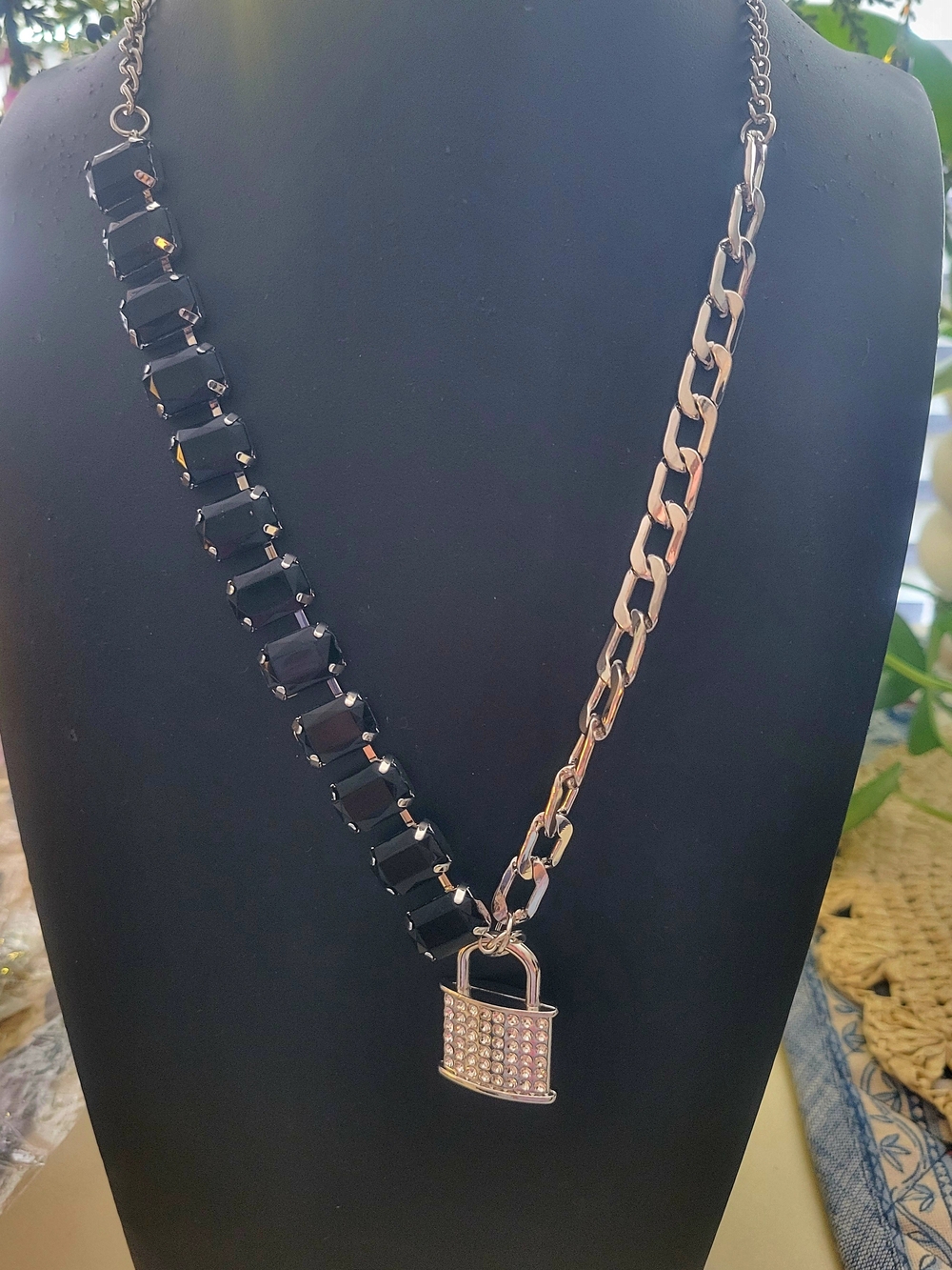 Paparazzi Lock Pendant Two-Tone Chain Necklace